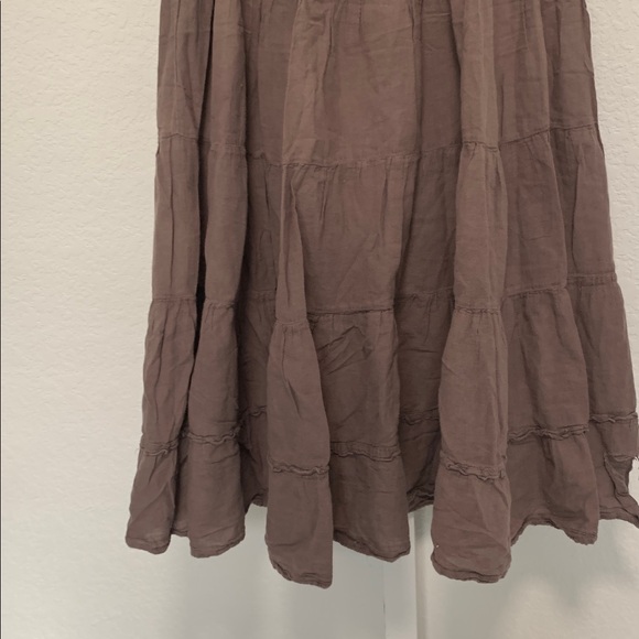 Y2K Taupe Pink Boho Tiered Skirt - Picture 3 of 8